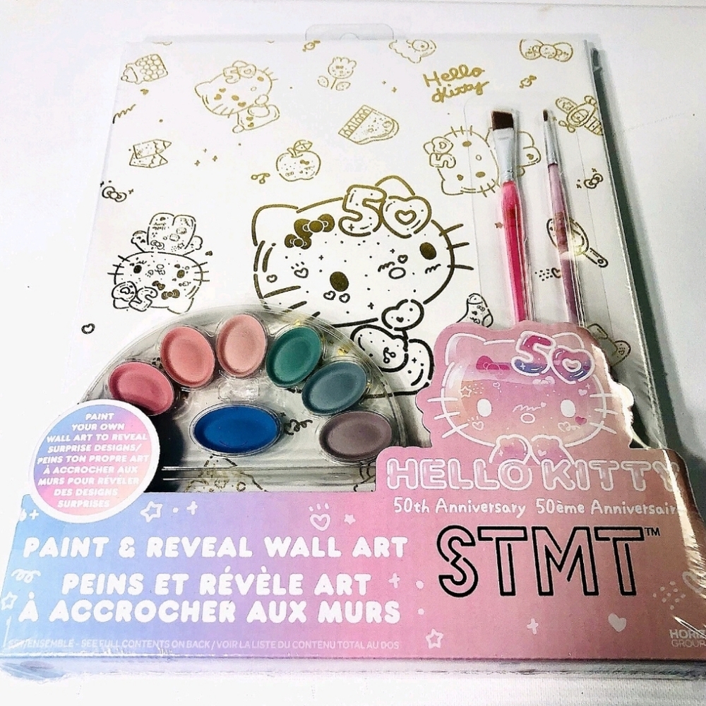 Hello Kitty‎ 50th Anniversary Gold Paint and Reveal Canvas Wall Art Kit Craft